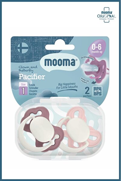 MOOMA Palyaço ve Kelebek Desenli Emzik 0-6 Ay - Brownish Purple And Baby Pink