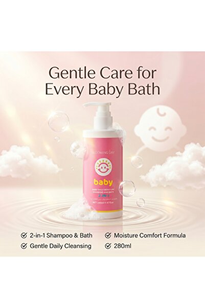 BLOOMING DAY Baby Daily Moisture Shampoo & Bath 2-in-1 280ml | Gentle Baby Sh...
