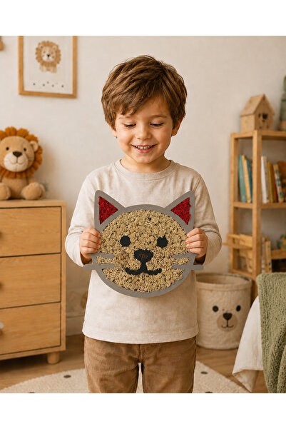 Mossy Decor El Yapımı Yosun Kedi Dekoratif Tablo | Çocuk Odası Duvar Süsü