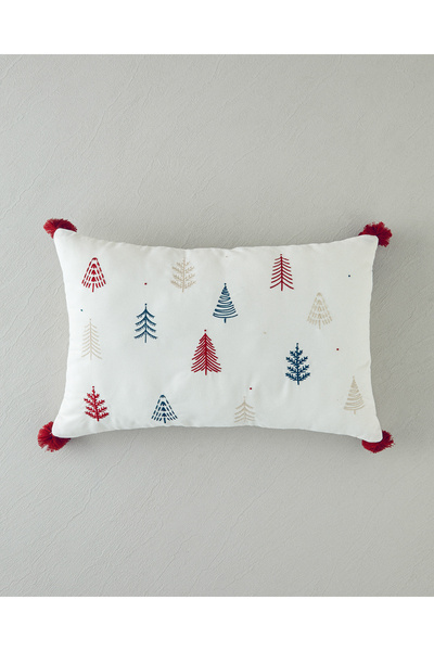 English Home PineJoy Nakışlı Dekoratif Kırlent 33x50 cm Ekru