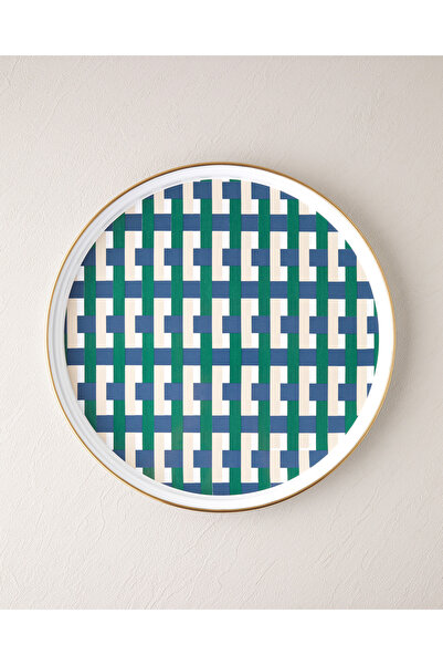 English Home Retro Plaid Emaye Tepsi Lacivert – Yeşil