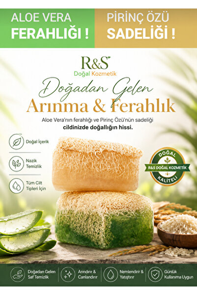 R&S Doğal Kozmetik Kabak Lifli Doğal Pirinç Özü Sabun Aloe Vera Sabun Peeling...
