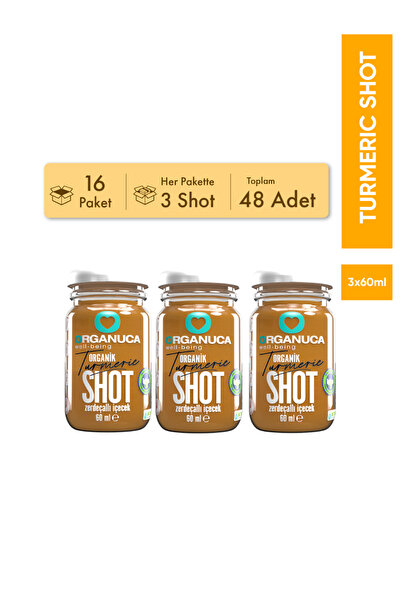 Organuca Avantajlı 16 Paket 3'lü Organik Zerdeçallı İçecek Turmeric Shot 60 Ml-48 Adet