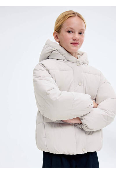 MANGO Kids Παλτό με κουκούλα με καπιτονέ επένδυση