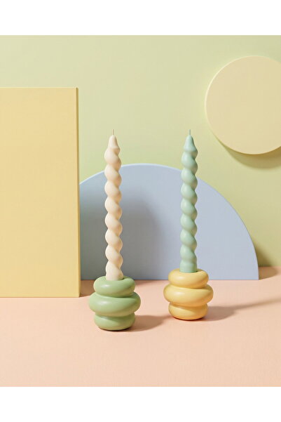 Minic Store 2'li Donut Şamdan Yeşil & Sarı Mum Tutacağı