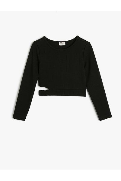 Koton Μακρυμάνικο Basic T-Shirt παράθυρο με λεπτομερή καμιζόλα με λαιμόκοψη