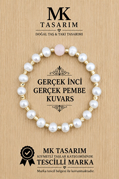 MK tasarım Real Pearl Real Pink Quartz Bracelet Mk.7000.826- Comfort-Peace-En...