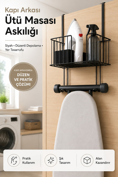 Alper Banyo Paslanamaz Kapı Arkası Ütü Ve Ütü Masası Askısı Ütü Düzenleyici R...