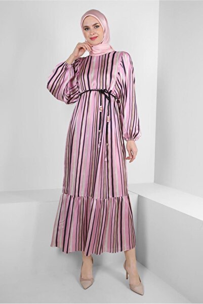 Alvina STRIPED CUFFS ELASTIC DRESS 43687