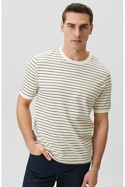 Network Naturel Çizgili Marin Desen T-shirt