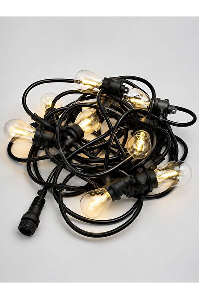 Bora Led Aydınlatma 10 Metre 10 Duylu Kırılmaz Rustik Ampüllü Dıs Mekan Set G...