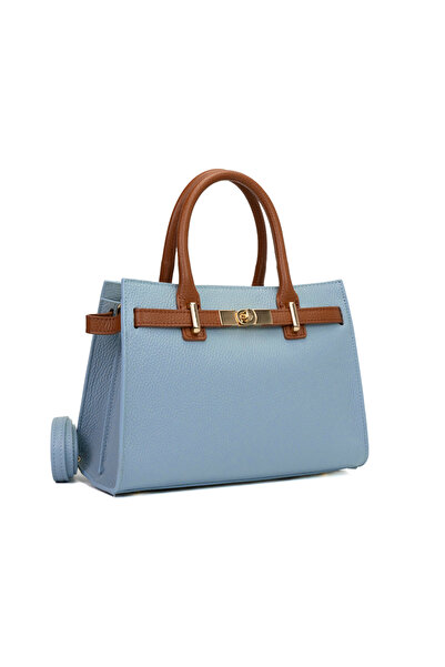Posete Fagaras Poseta Piele Louise - Bleu - Coniac, Geanta Office din Piele N...