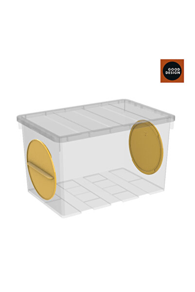 AETA P Box Cutie depozitare P Box 65 litri AETA cu capac si acces lateral galben