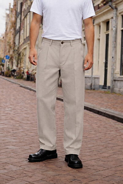 DAMGA JEANS Men's Daily Basic Cotton Stone Fabric Trousers
