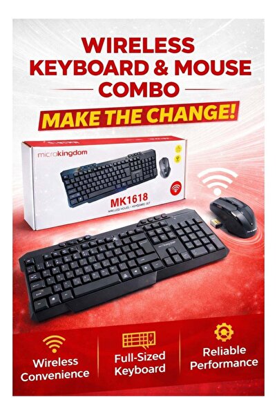 Generic MicroKingdom 2.4GHz Wireless Keyboard Mouse Combo – Arabic/English Du...
