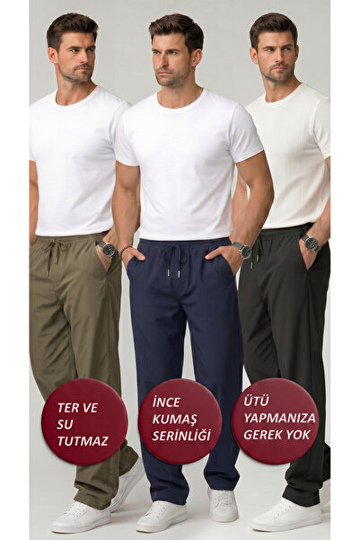 Leopars Erkek 3Lü Paket Paraşüt Oversize Pantolon Bol Paça Rahat Kalıp Günlük...
