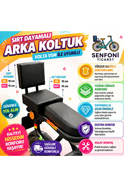 senfoniticaret Volta Vsm Sırt Dayamalı Deri Arka Koltuk, Sele, Oturak, Elektr...