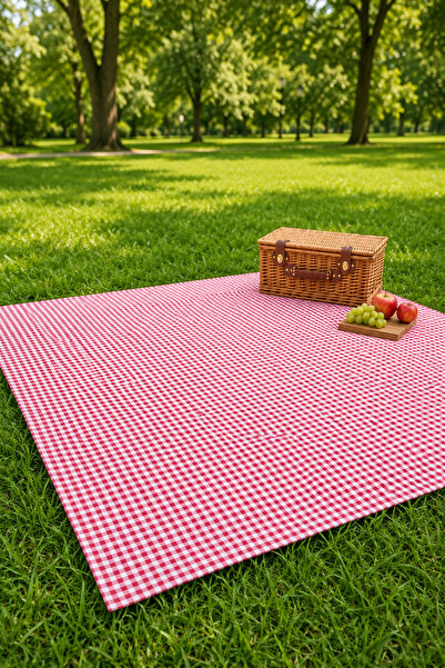 cmn home Kareli Piknik Örtüsü 170x170 cm Hafif Katlanabilir Kamp Bahçe ve Pla...
