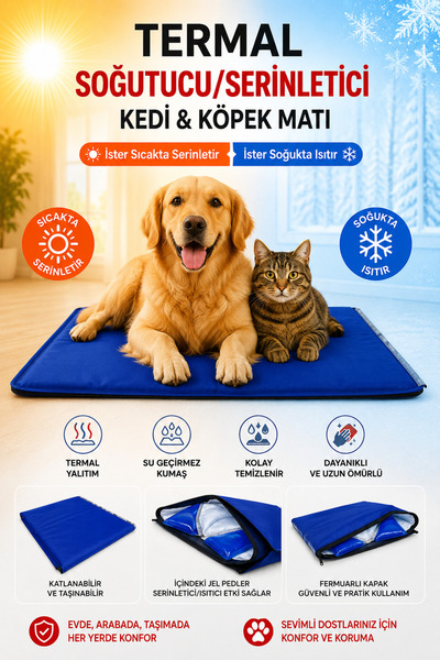 Glipet Termal Soğutucu/Serinletici Kedi Köpek Matı Mavi