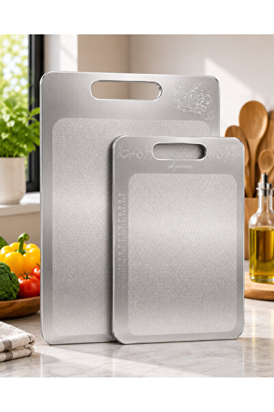 SHG HOME مجموعة ألواح تقطيع من الفولاذ المقاوم للصدأ مكونة من قطعتين 23x34 سم...