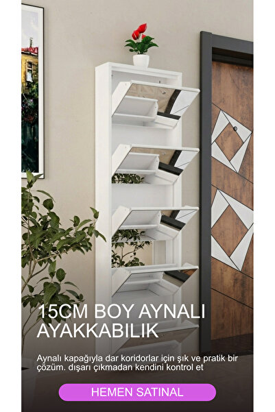 İLTER 5 kapaklı aynalı şık tasarım pratik hazır kurulum fonksiyonel metal aya...