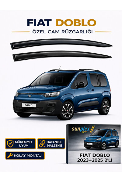SUNPLEX Fiat Doblo 2023-2025 Sport Style Cam Rüzgarlığı Takım 2'li Takım Rüzg...