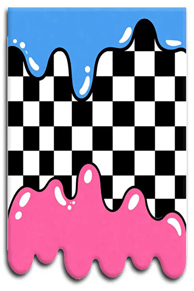 Rugs Modern Halı SDT Pop-Art Damalı Siyah & Pembe Satranç Dokuma Taban Dekora...