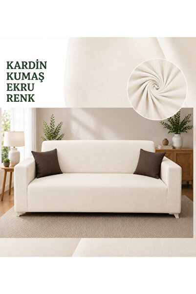 Akbal Home Klasik 3Lü Koltuk Örtüsü Likralı Tüm Çevre Giydirme Alttan Lastikl...