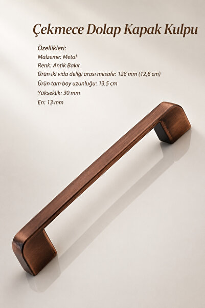 NZB Antik Bakır 128 mm Metal Mobilya Mutfak Çekmece Dolap Kulpu Kulbu Oval Es...