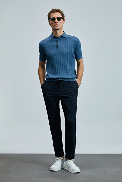 Lufian Ανδρικό παντελόνι Chino Glen Smart Slim Fit Navy Blue