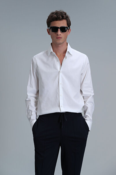 Lufian Emir Men's Basic Shirt Comfort Slim Fit White