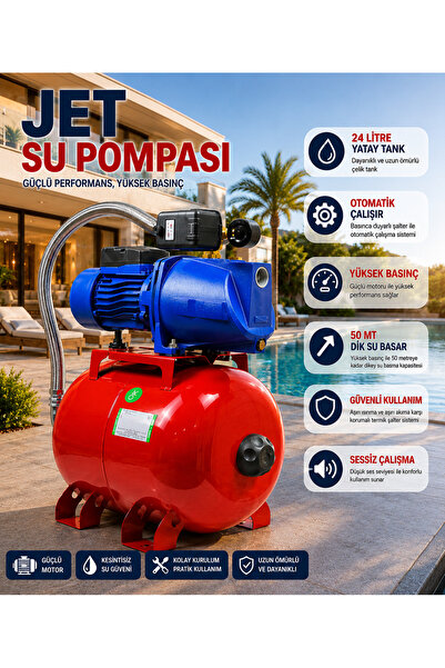 SCHUTZENGER 1.5 Hp 1" Jet Pompalı 24 Litre Tanklı 4 Kat 5 Daireye Yeterli Pak...