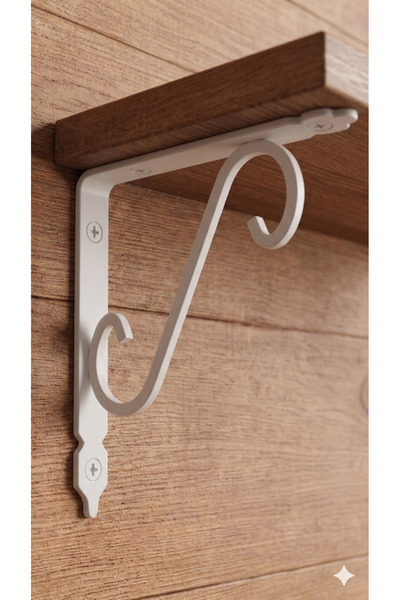 METAL TASARIM 12 X 14 CM 2 ADET BEYAZ Raf Altı Raf Tutucu Metal L Ayak - Ahşa...