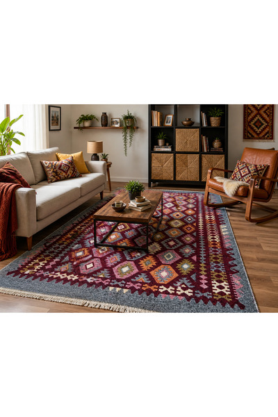 OEM Covor tradițional, dimensiune 200 x 300 cm, rosu si crem,