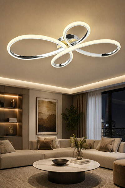 ESSLİGHT Yonca Led'li Avize 3 Renk Işık Mod'lu Modern Dekoratif Aydınlatma