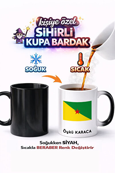 Kirbi Reklam كوب سحري من البورسلين مطبوع عليه علم غويانا الفرنسية هدية