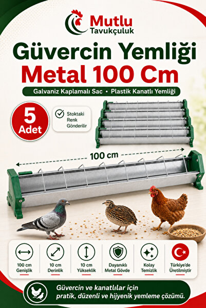 MUTLU TAVUKÇULUK Güvercin Yemlikleri 5 Adet Metal 100 Cm Yemlik Güvercin Bıld...