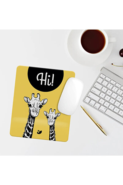 Özer Store Κίτρινη καμηλοπάρδαλη Σχέδιο Ορθογώνιο Mouse Pad με Στήριγμα καρπού