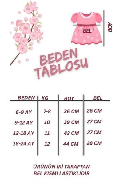 aysskids Minny Çiçekli Nakışlı Fisto Detaylı Bayramlık Özel Gün Kız Bebek Elbise