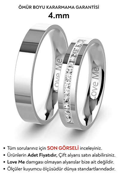 Love Me Yeni Model 1 Adet Mücevher Kalitesinde 4mm Beyaz Renk Asla Kararmaz U...