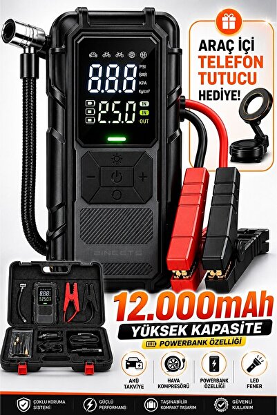Zineets Pro Taşınabilir Dijital Göstergeli Araç Lastik Sişirme Ve Araç Takviy...