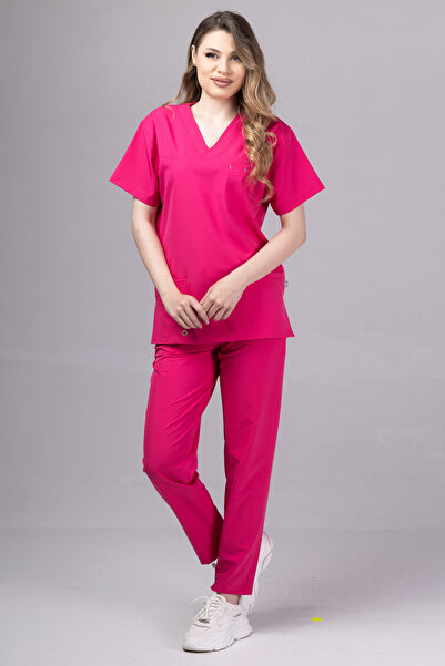 tag Costum medical pentru femei, bluză și pantaloni, STELLAR, Ciclam, Poly Sp...