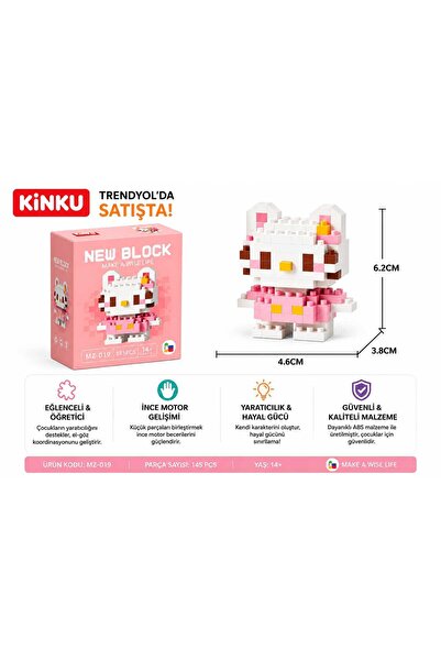 KİNKU Kutulu Block-Puzzle-Yapboz-3D Zeka geliştiren-Mini Sevimli Figürler Min...