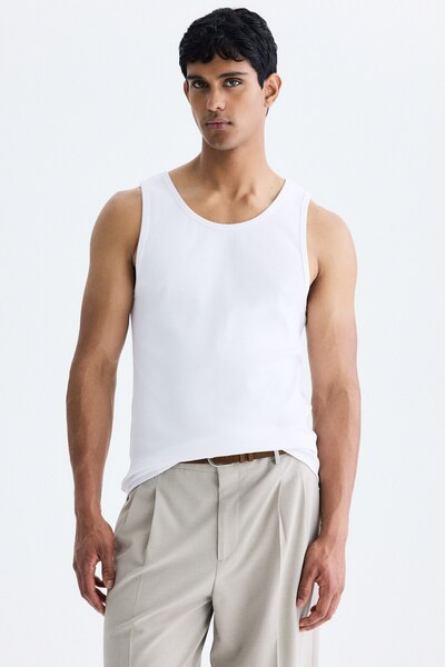 H&M Slim Fit Ribanalı Kolsuz Üst