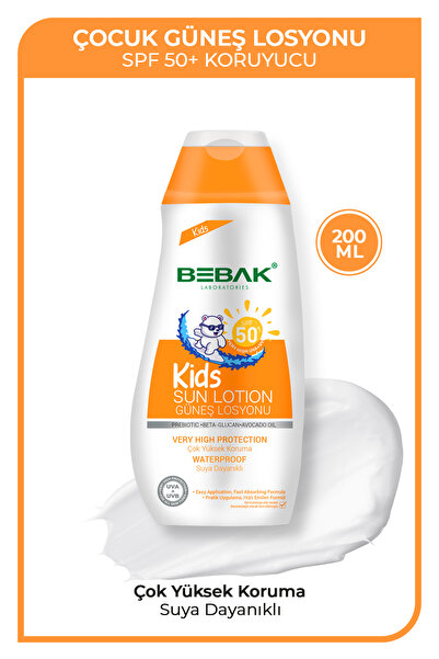 Bebak SPF 50+ UVA/UVB Işınlarına Karşı Yüksek Koruma Etkili Çocuk Güneş Losyo...