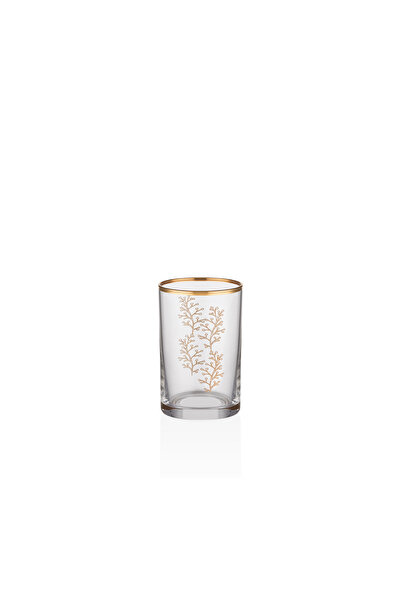 Decorium Lorin 24 Ayar Altın Yaldızlı 100 ml 6 Parça Kısa Cam Su Bardağı 9-01...
