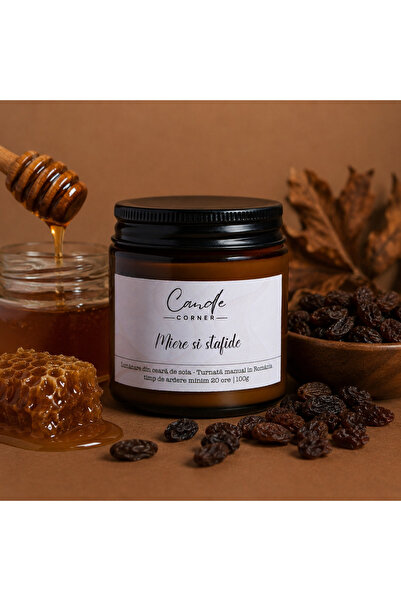 Candle Corner Lumânare parfumată cu miere și stafide, din ceară de soia, 210g...