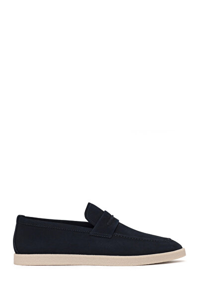 Derimod Men's Navy Blue Nubuck Leather Loafer 26Sfd6972V3