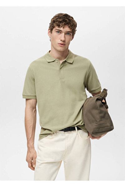 MANGO Man Tricou polo din bumbac piqué cu croiala normală