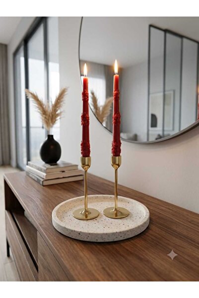 SCA CANDLE Çiçek Desenli Dekoratif Şamdan Mum 2'li Ev Dekorasyonu